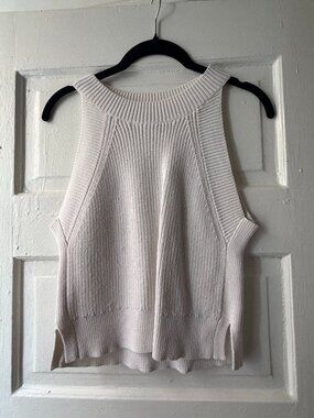Wilfred Aritzia ivory ribbed knit sleeveless crop top size XS